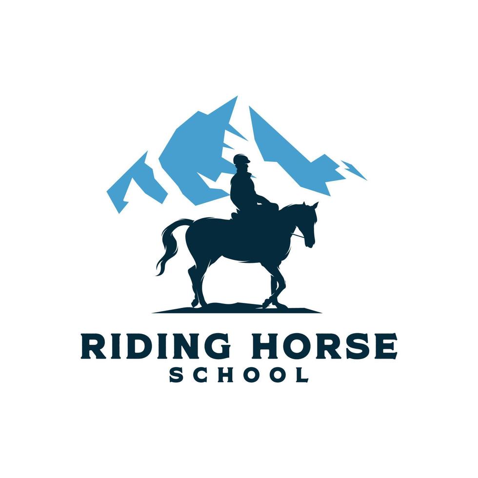 Horse ranch in the mountain logo design vector