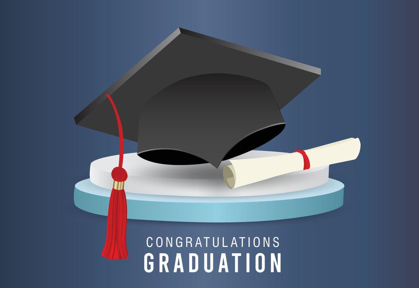 realistic graduate caps background with vector Design