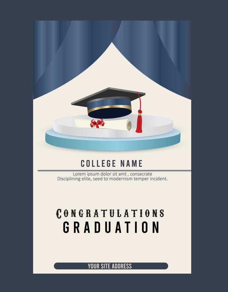 colorful graduation invitation template with flat design vector