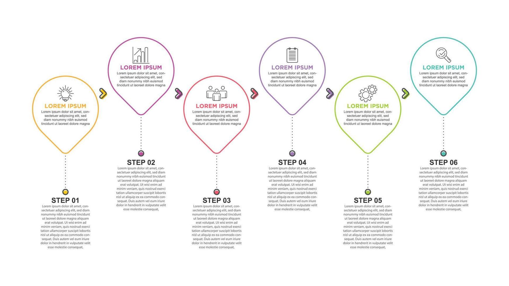 Infographic thin line design with icons and 6 options or steps. For content, diagram, flowchart, steps, parts, timeline infographics, workflow, chart. vector