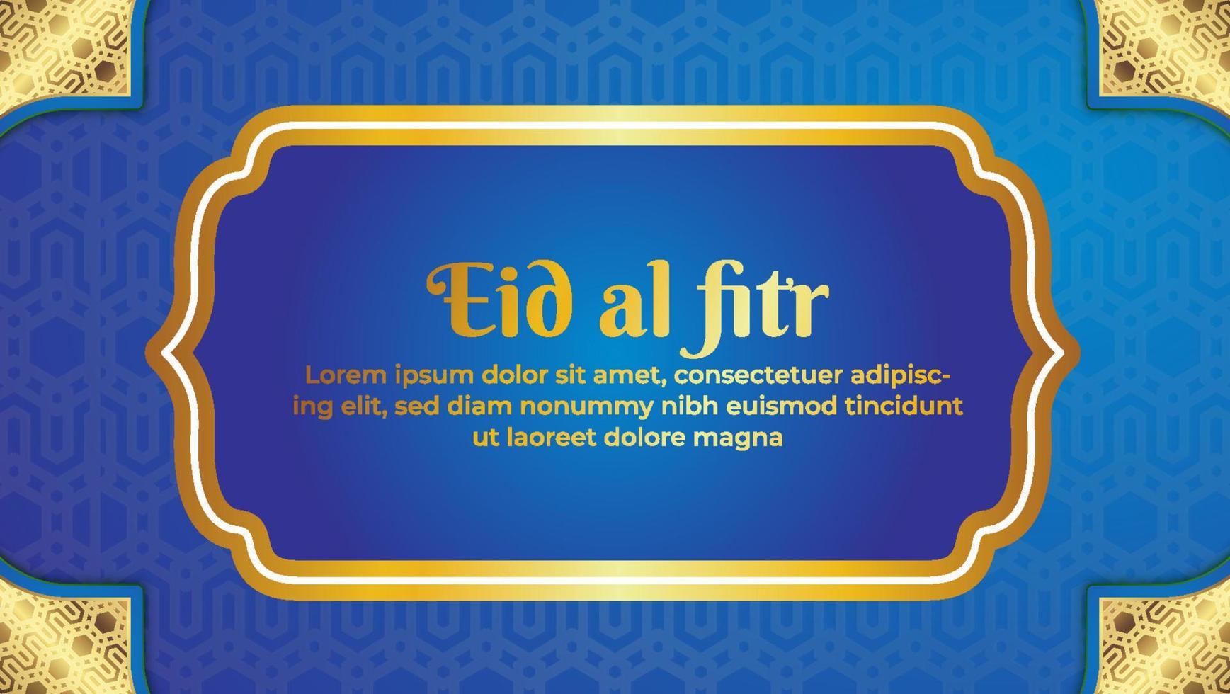 azul y dorado eid Mubarak real lujo bandera antecedentes vector