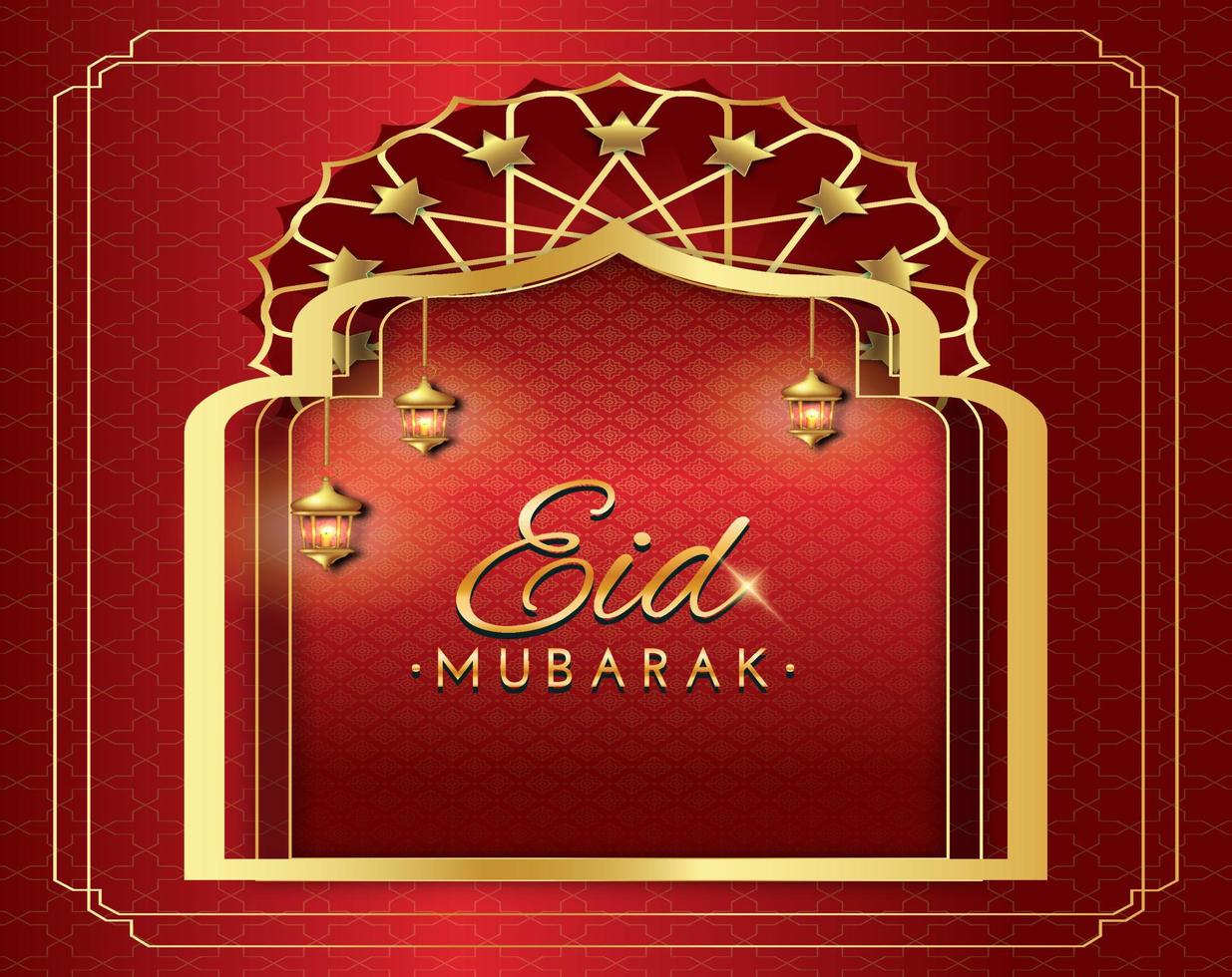 Eid Mubarak Greeting card Islamic Pattern Vector design
