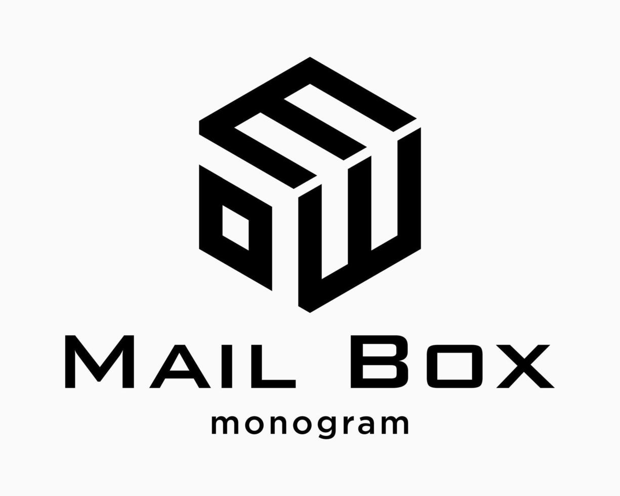Set Letter MM EE MW WM EM EW Monogram Alphabet Twin Shadow Elegant Style Hexagon Cube Box Brand Design Vector