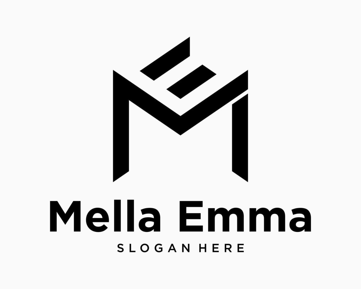 Letter M ME EM Monogram Typography Alphabet Capital Elegant Style Symbol Icon Brand Design Template vector