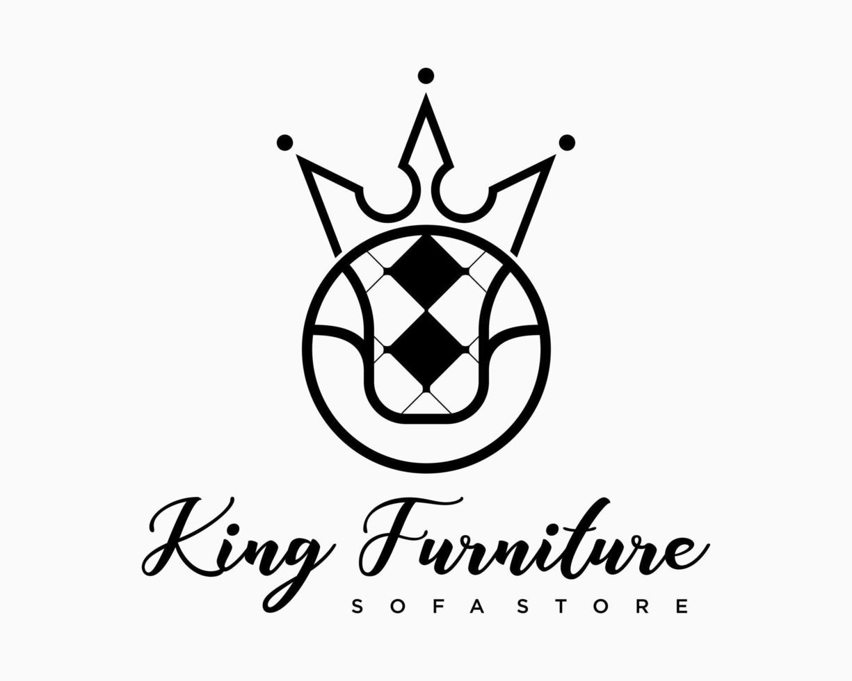 Set Icon Sofa Chair Couch Soft Crown Luxury Style Brand Furniture Store Shop Symbol Design Vector