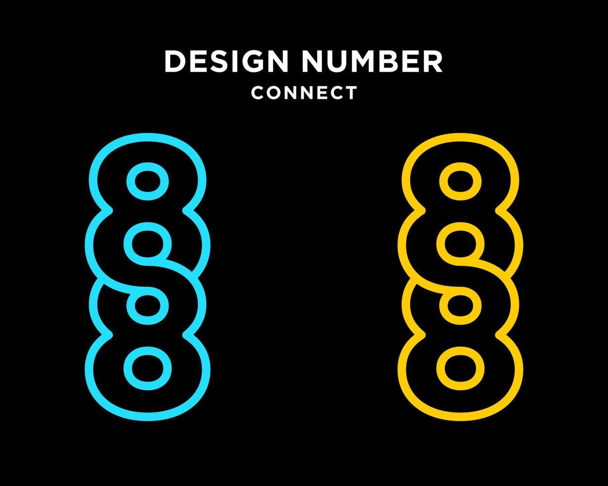 Set Number 8 Monogram Circle Shadow Infinity Connection Line Variations Color Modern Design Vector