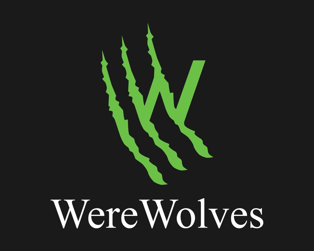 Set Letter W Monogram Alphabet Style Claw Talon Scratch Finger Werewolves Symbol Brand Design Vector