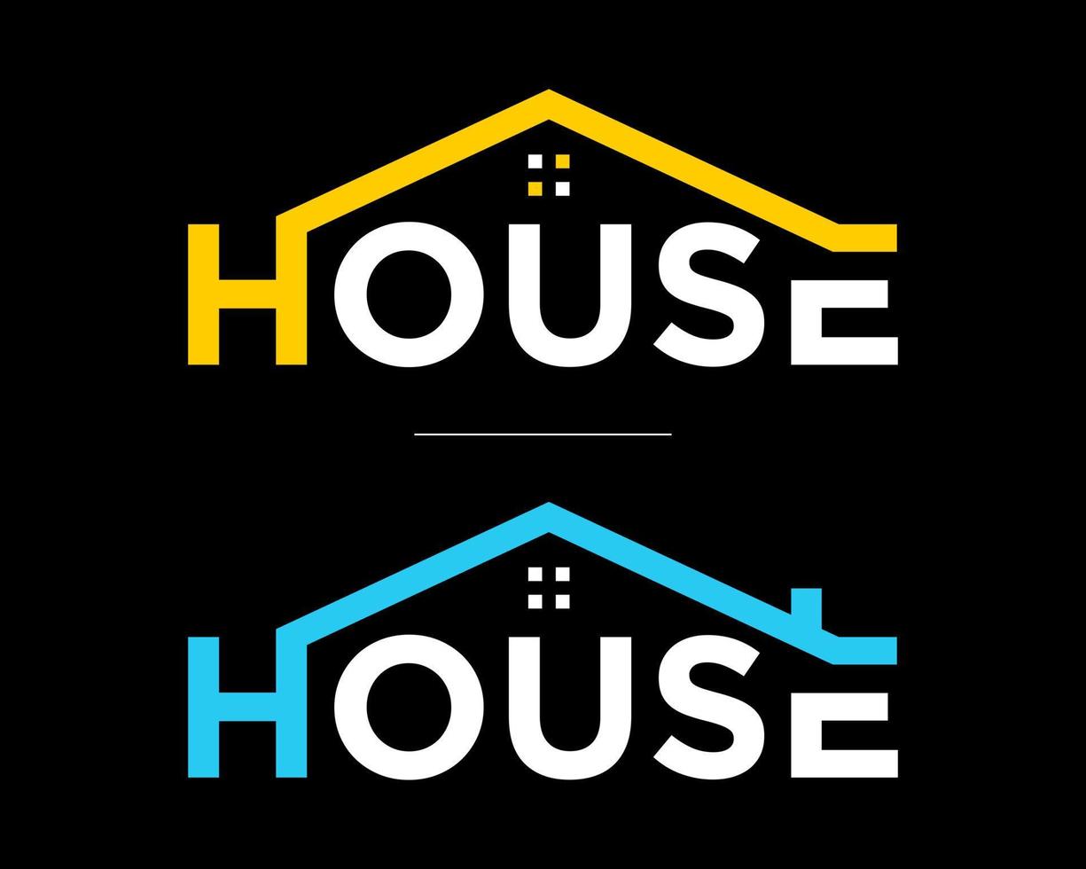 Set Typography Word Mark Icon Modern Style House Rooftop Property Real Estate Service Design Vector