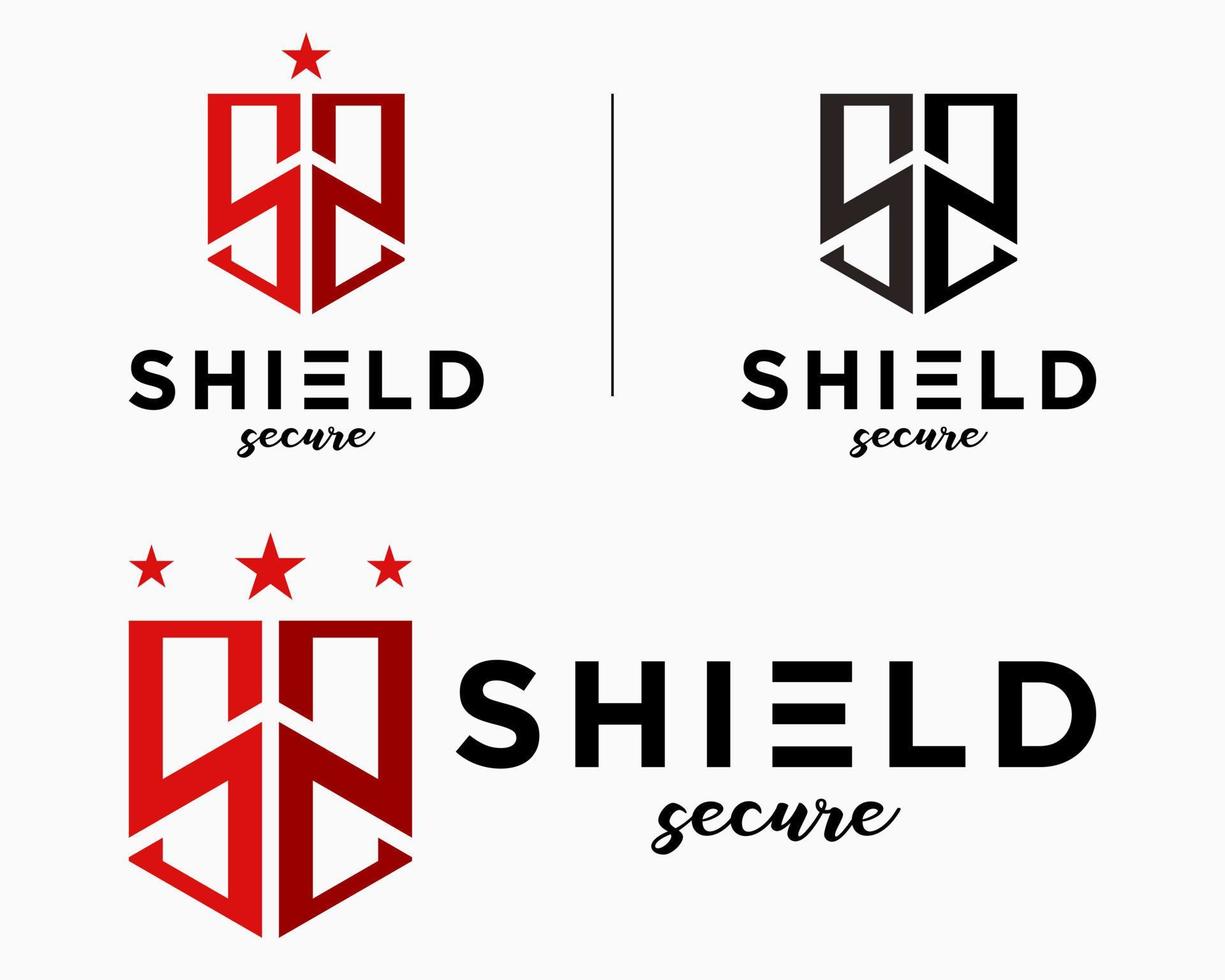 Set Letter S Monogram Style Shadow Icon Shield Emblem Insignia Guard Secure Technology Design Vector