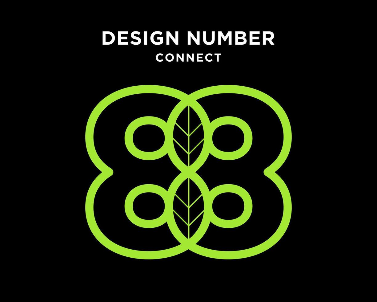 Set Number 8 Monogram Circle Shadow Infinity Connection Line Green Color Modern Shape Design Vector