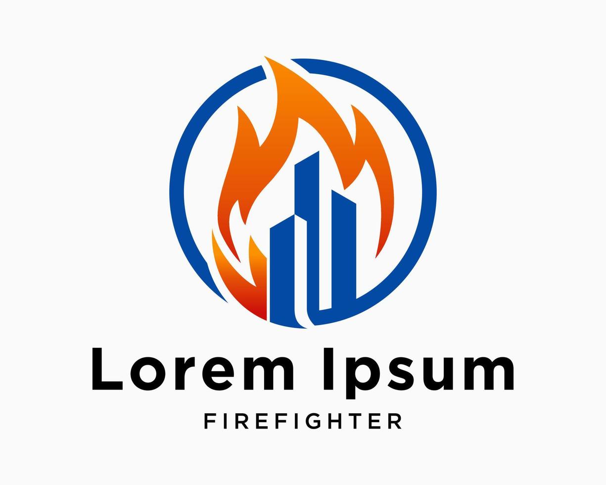 Set Icon Firefighter Office Building Fast Rescue Brave Agile Elegant Brand Symbol Hero Design Vector