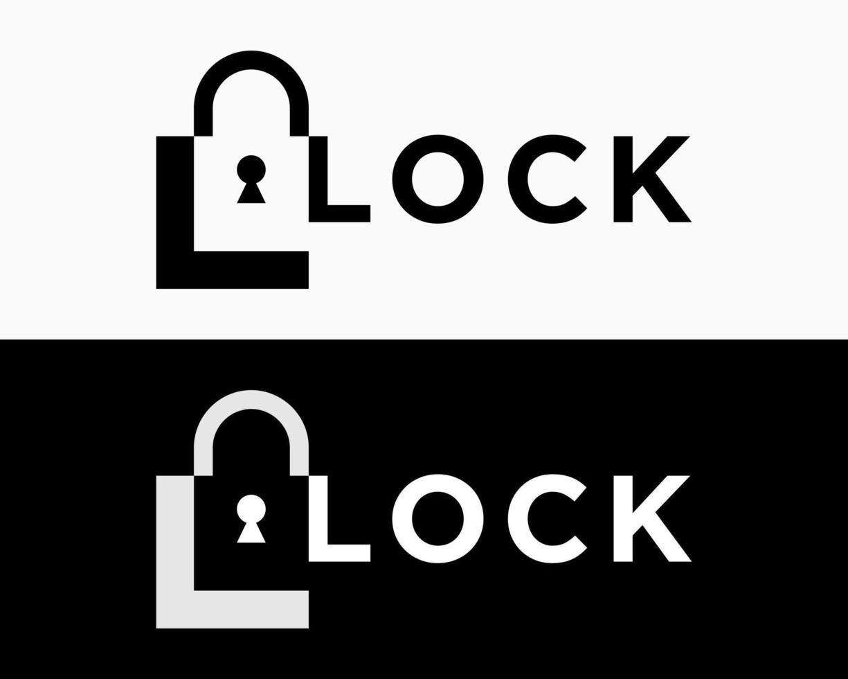 Set Typography Word Mark Symbol Padlock Safety Guard Secure System Password House Door Design Vector