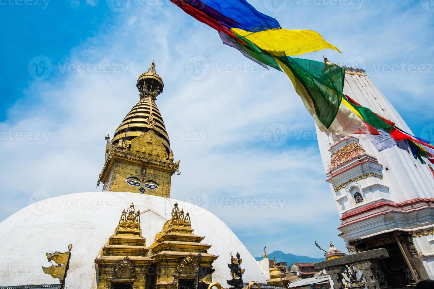Swayambhunath the ancient stupa and the most tourist attraction on Kathmandu valley in Kathmandu city, Nepal. photo