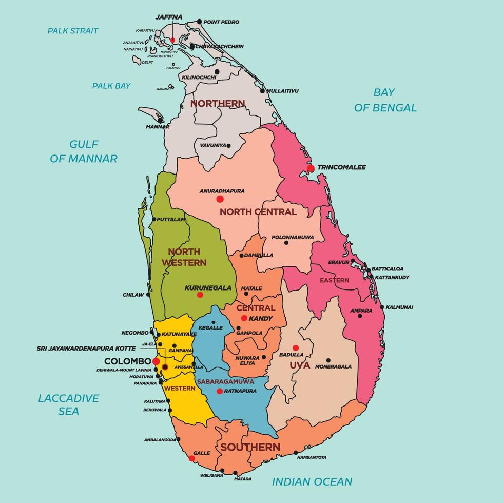 srilanka mapa territorio vector