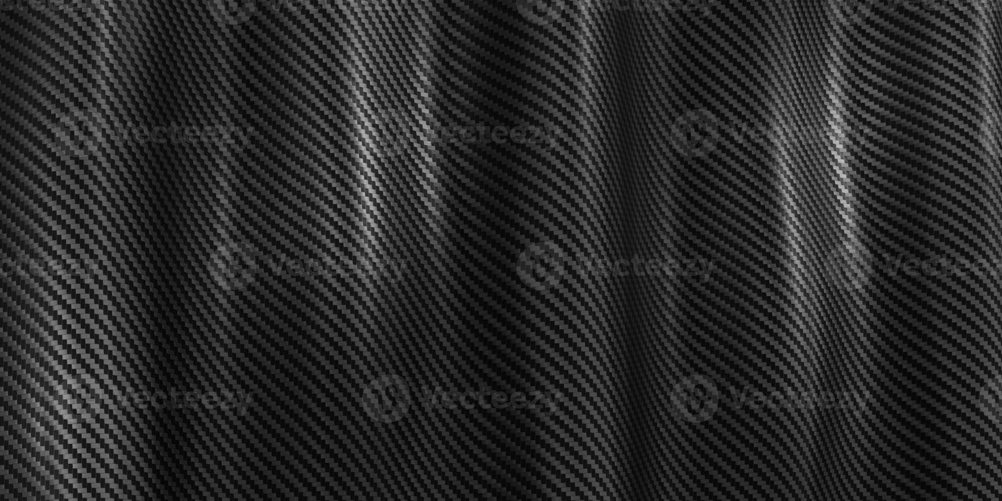 Black kevlar texture carbon fiber streaked fabric background striped wavy 3D illustration photo