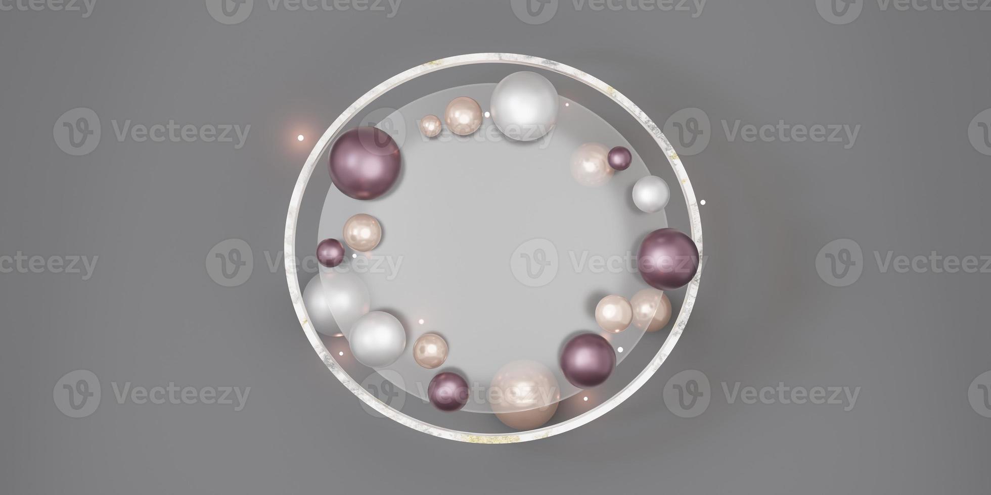 glass frames for text and pictures With beads and pearls 3d illustration modern decorative background photo