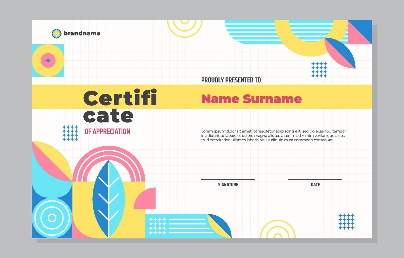 Modern Flat Certificate Template vector