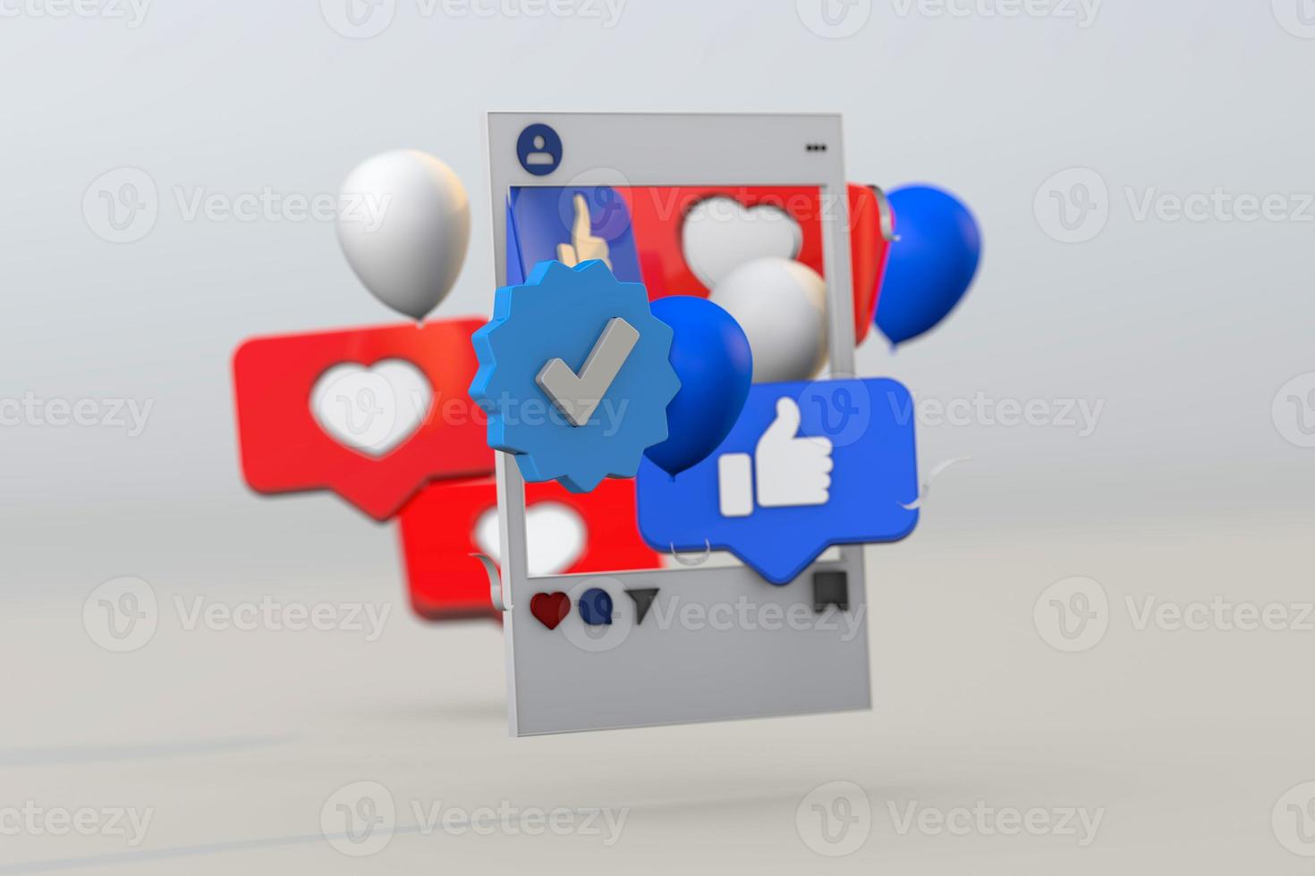 3D Blue verified social media account icon photo