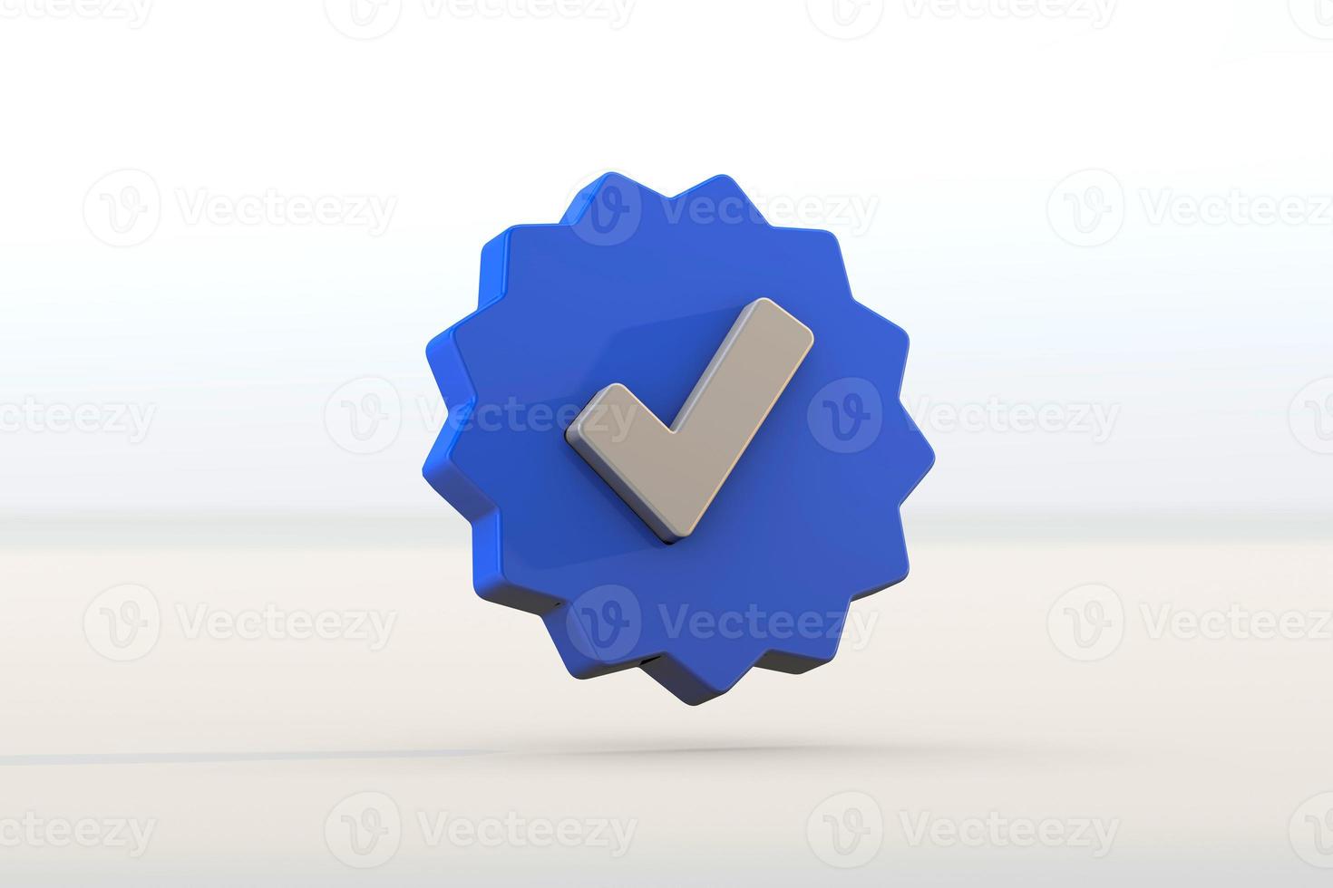 3D verified social network a blue check mark photo