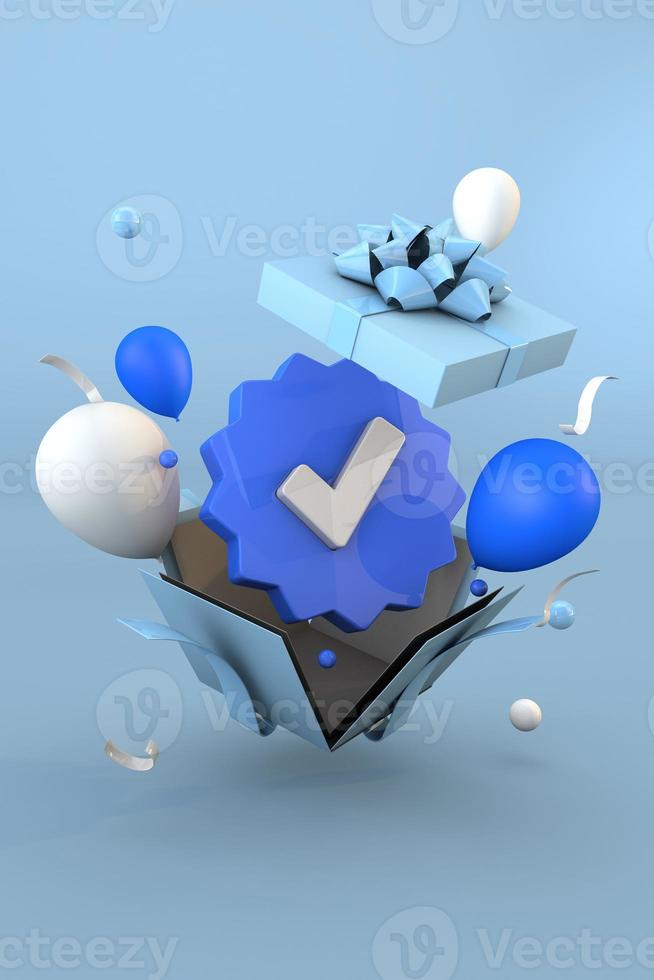 Big 3D Blue check or verified mark a event social network photo