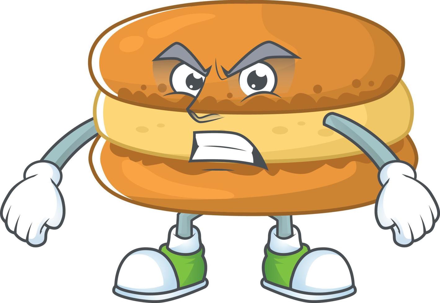 A cartoon character of chocolate macarons vector
