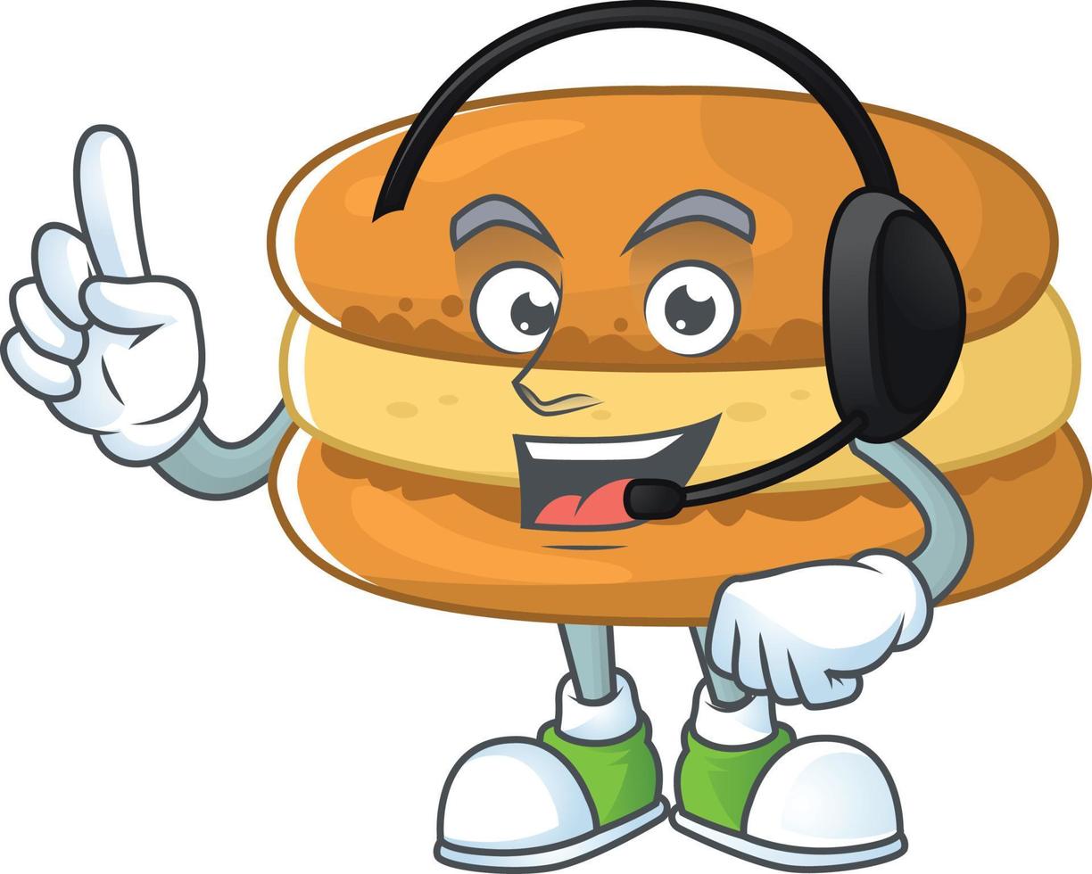 A cartoon character of chocolate macarons vector