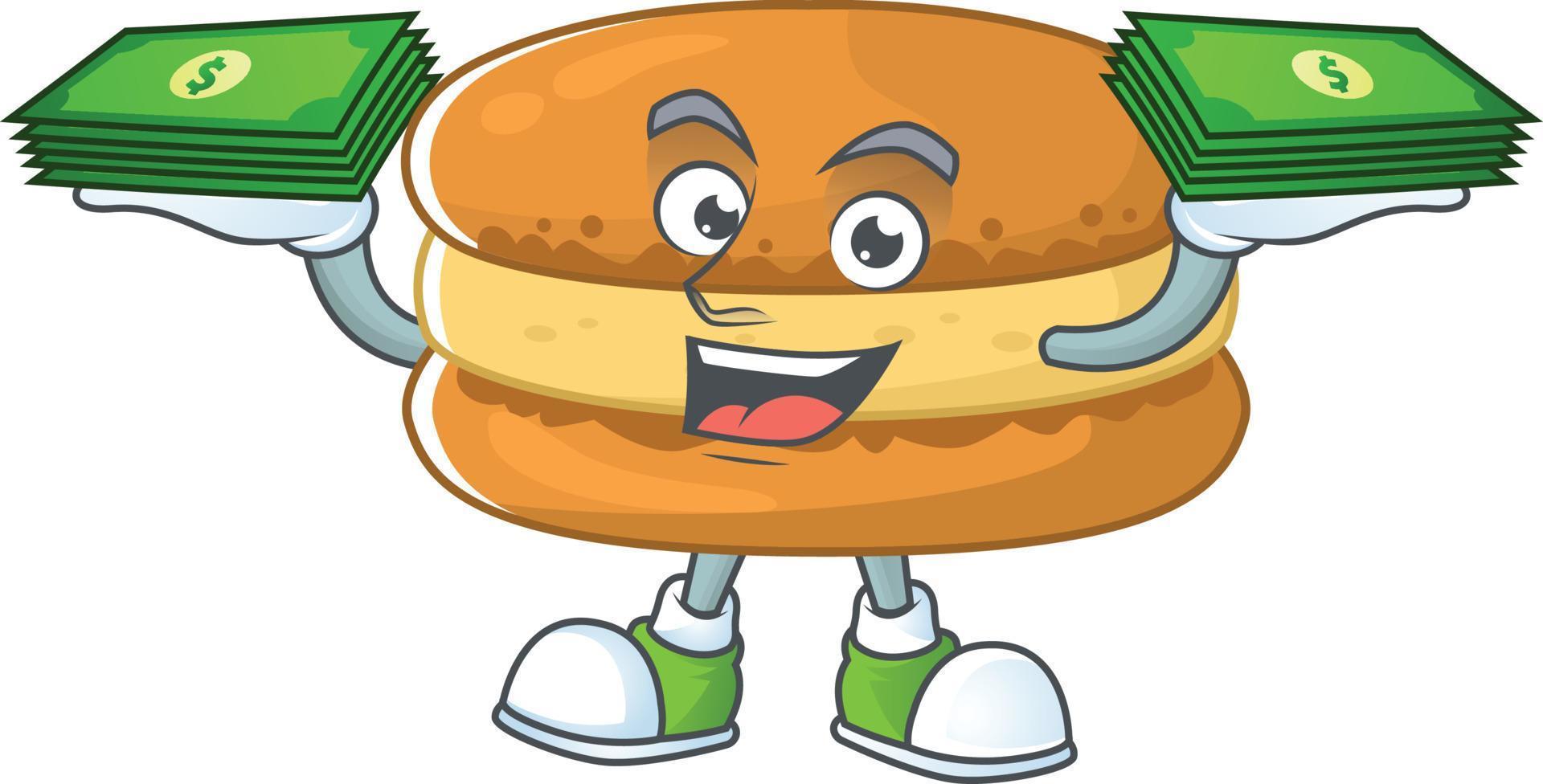 A cartoon character of chocolate macarons vector