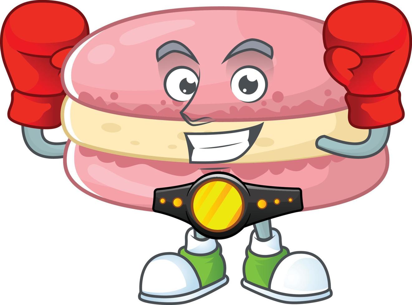 A cartoon character of strawberry macarons vector