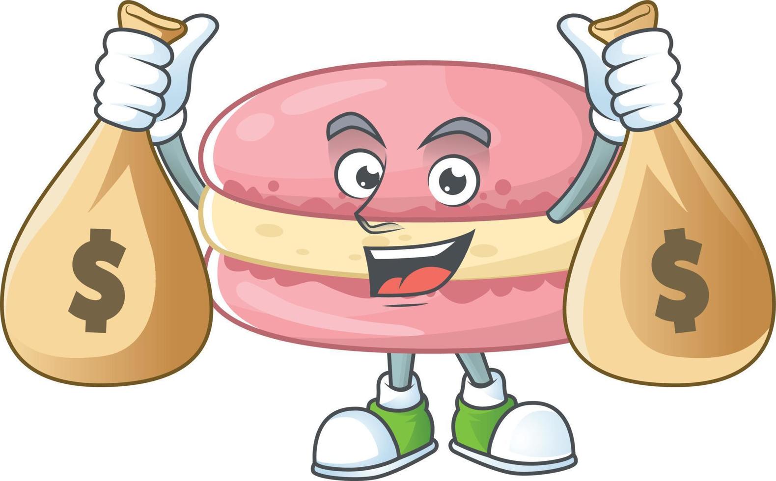 A cartoon character of strawberry macarons vector