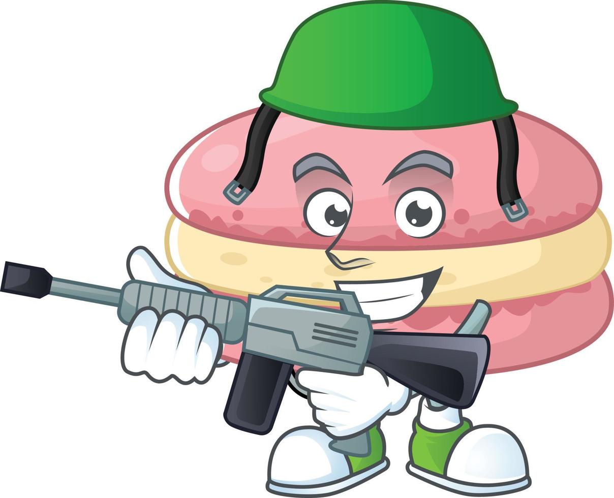 A cartoon character of strawberry macarons vector