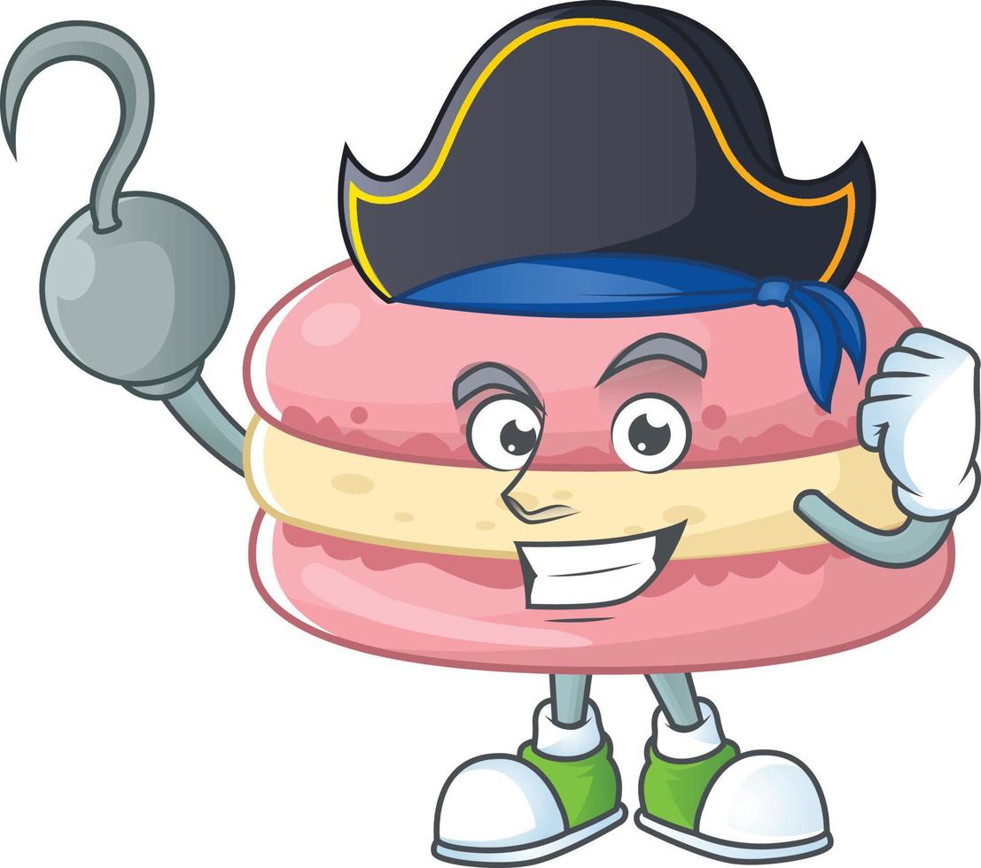 A cartoon character of strawberry macarons vector