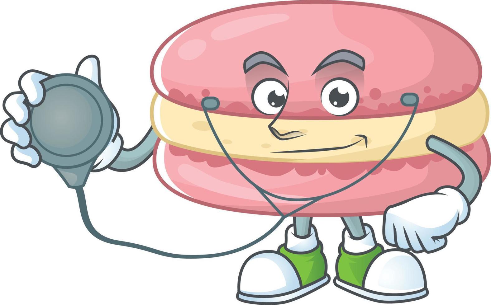 A cartoon character of strawberry macarons vector