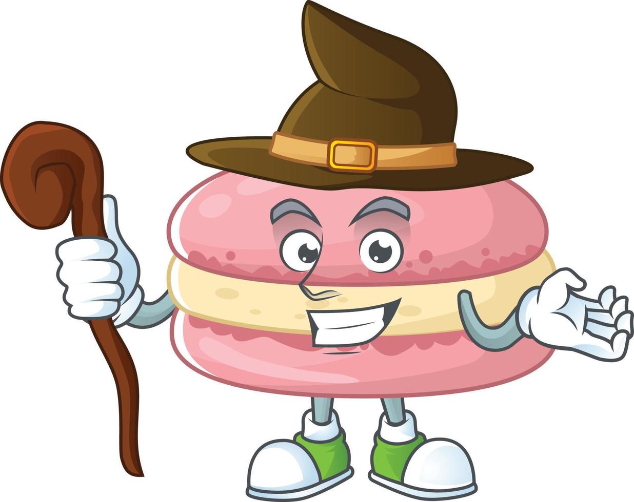 A cartoon character of strawberry macarons vector