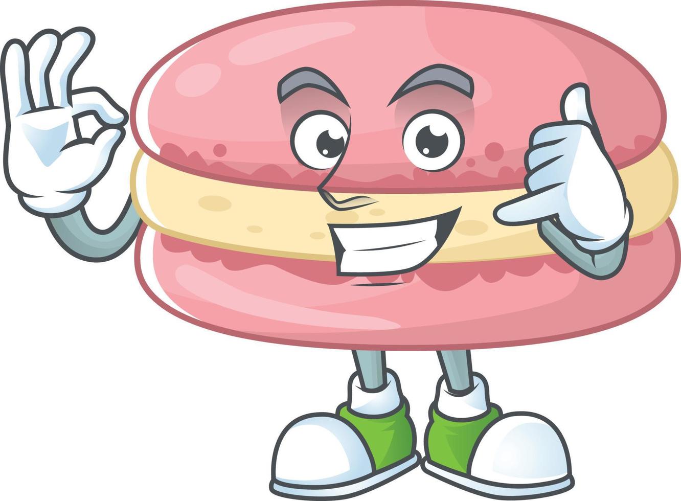 un dibujos animados personaje de fresa macarons vector