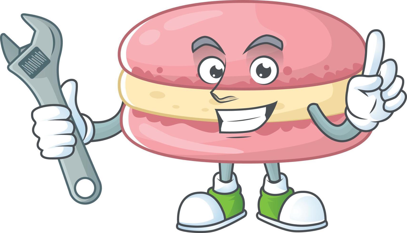 A cartoon character of strawberry macarons vector