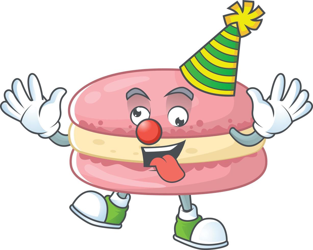 A cartoon character of strawberry macarons vector