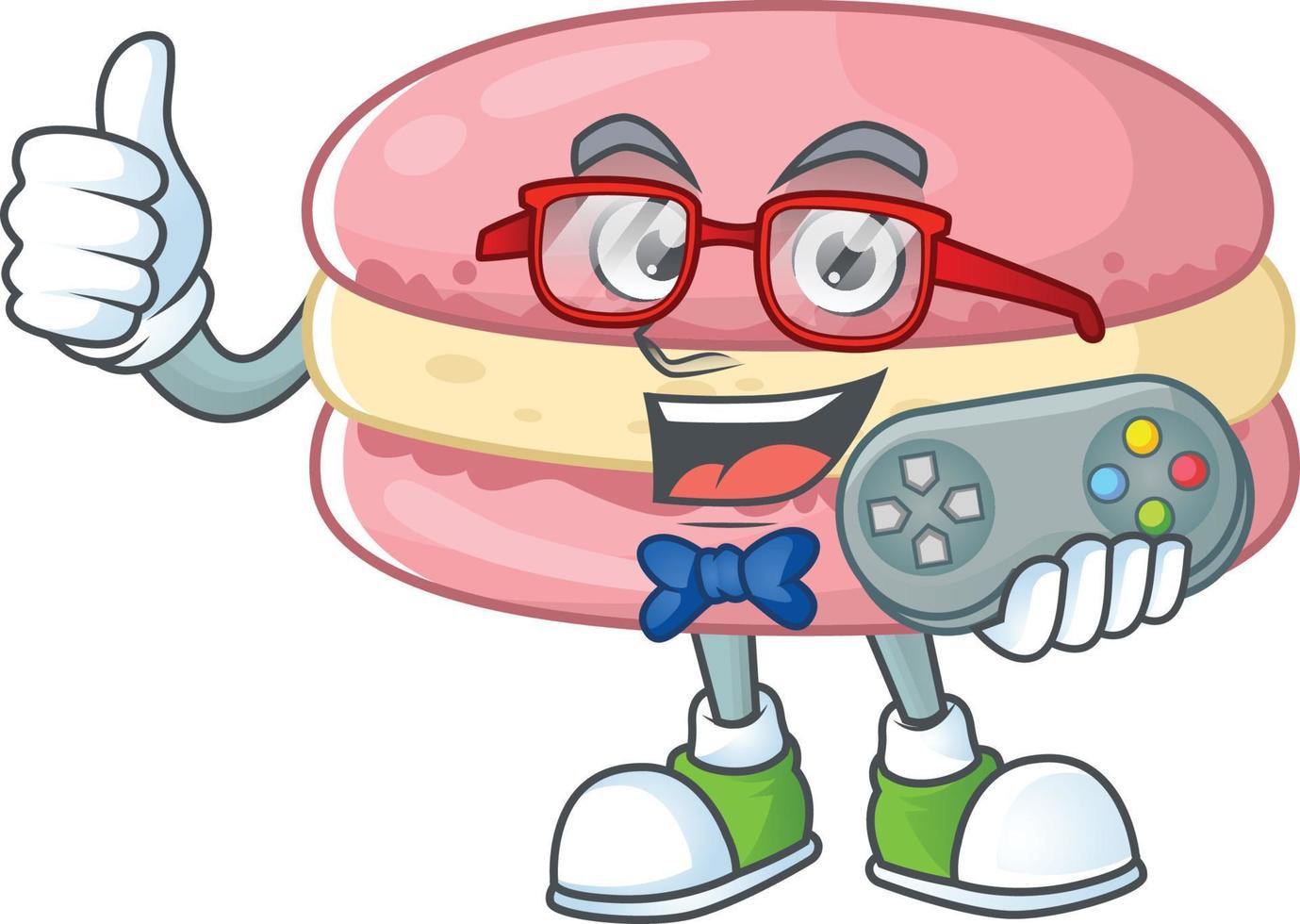 A cartoon character of strawberry macarons vector