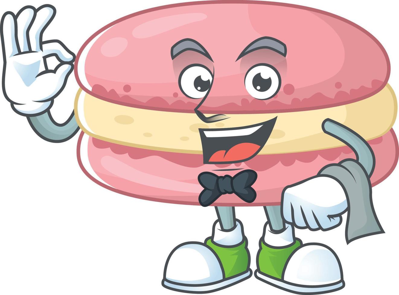 A cartoon character of strawberry macarons vector