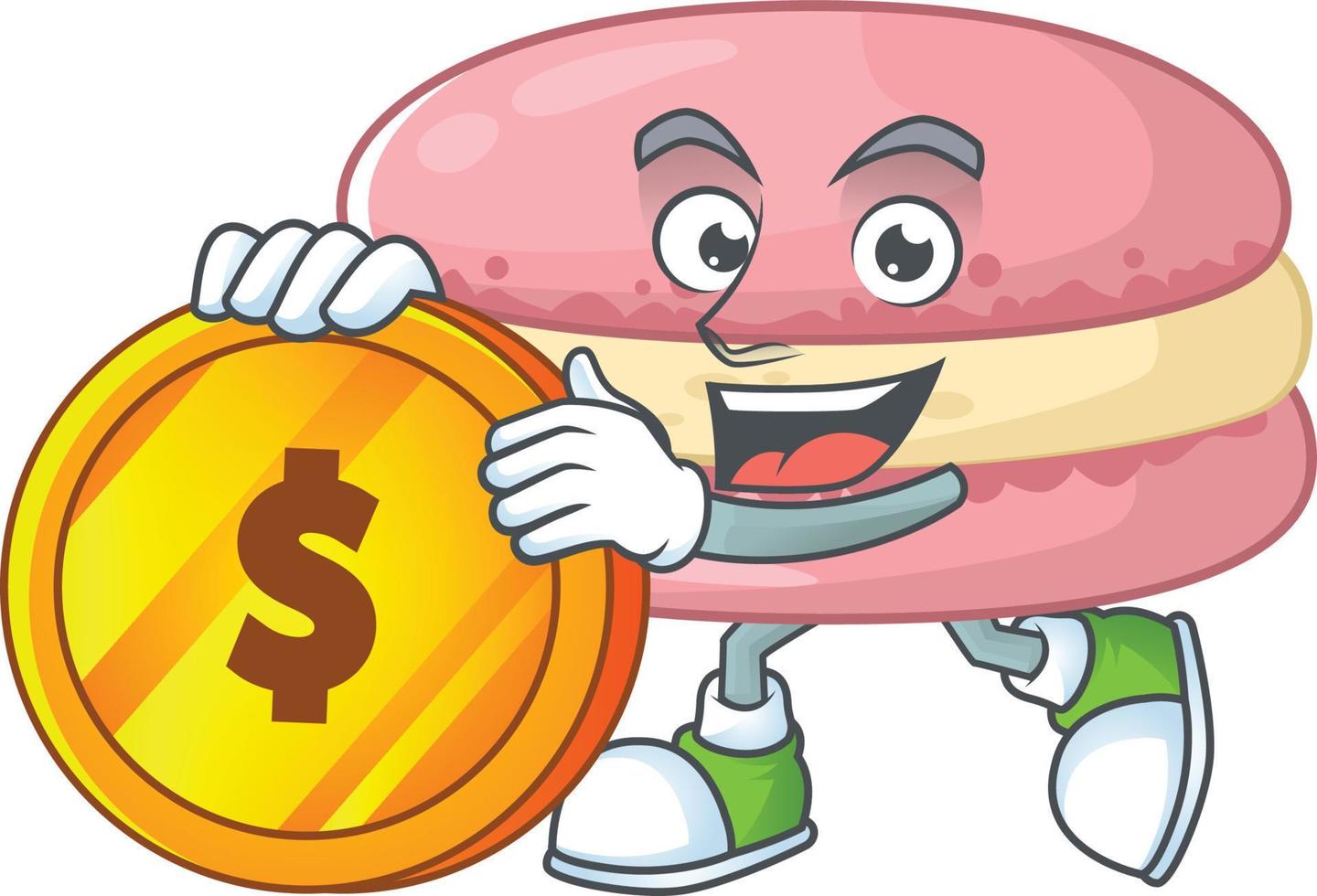 A cartoon character of strawberry macarons vector