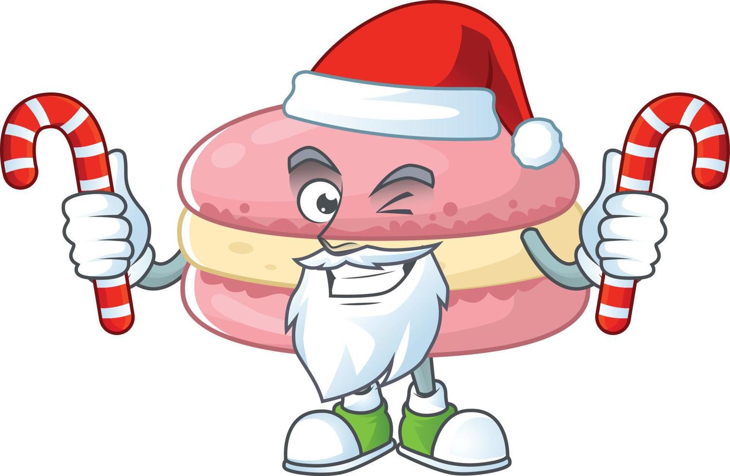 A cartoon character of strawberry macarons vector