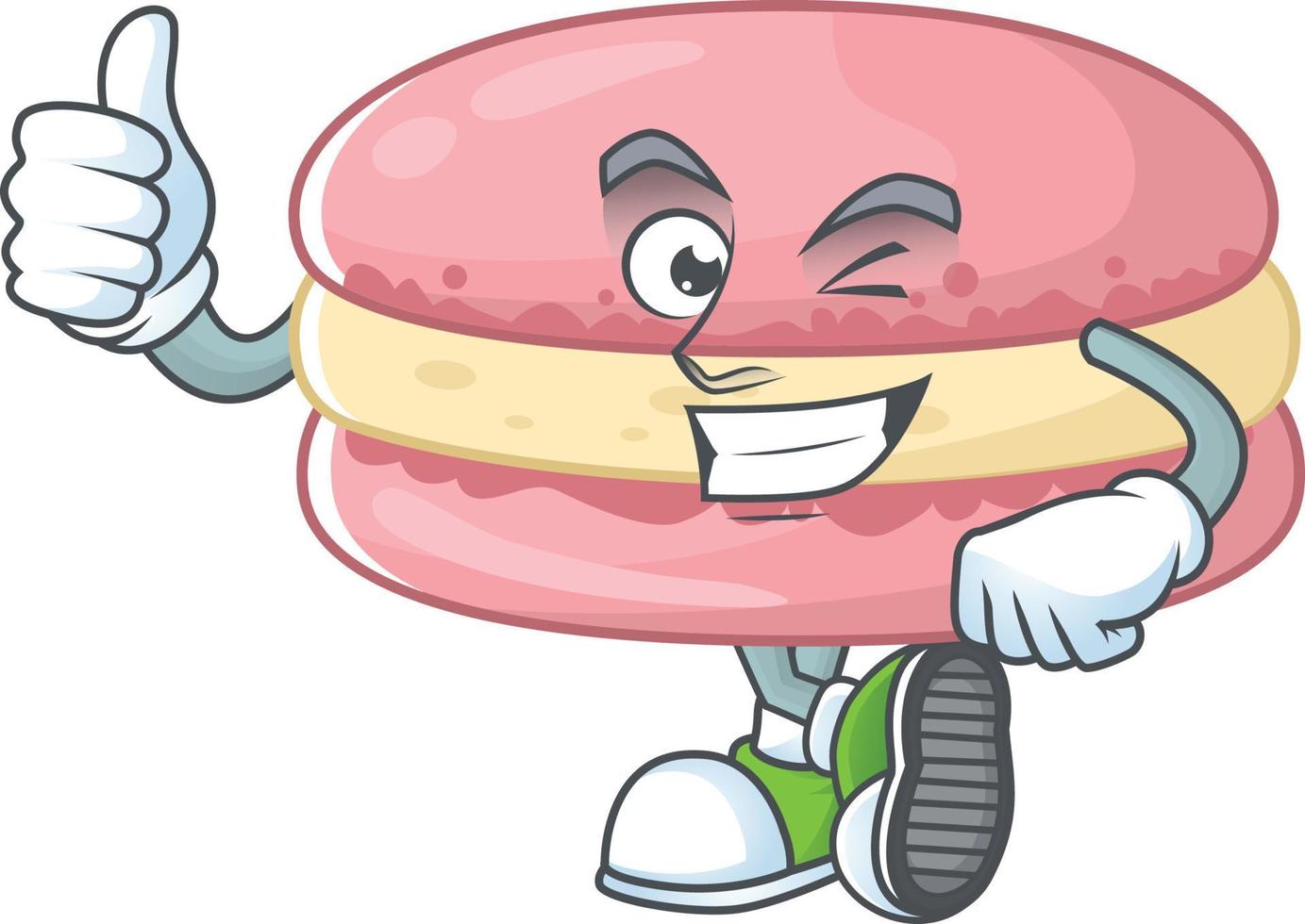 A cartoon character of strawberry macarons vector