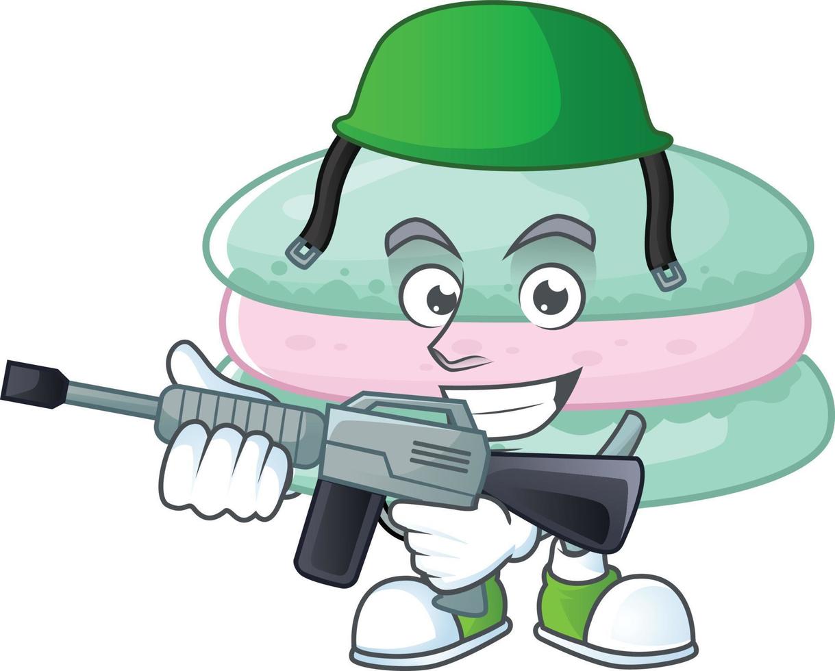A cartoon character of vanilla blue macarons vector