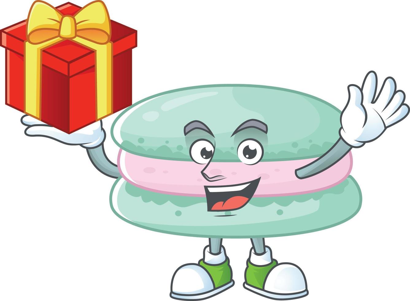 A cartoon character of vanilla blue macarons vector