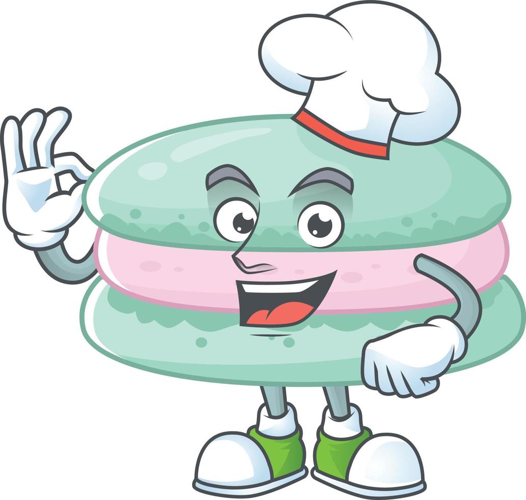 A cartoon character of vanilla blue macarons vector