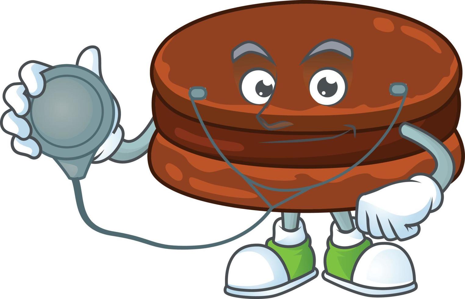 A cartoon character of chocolate alfajor vector