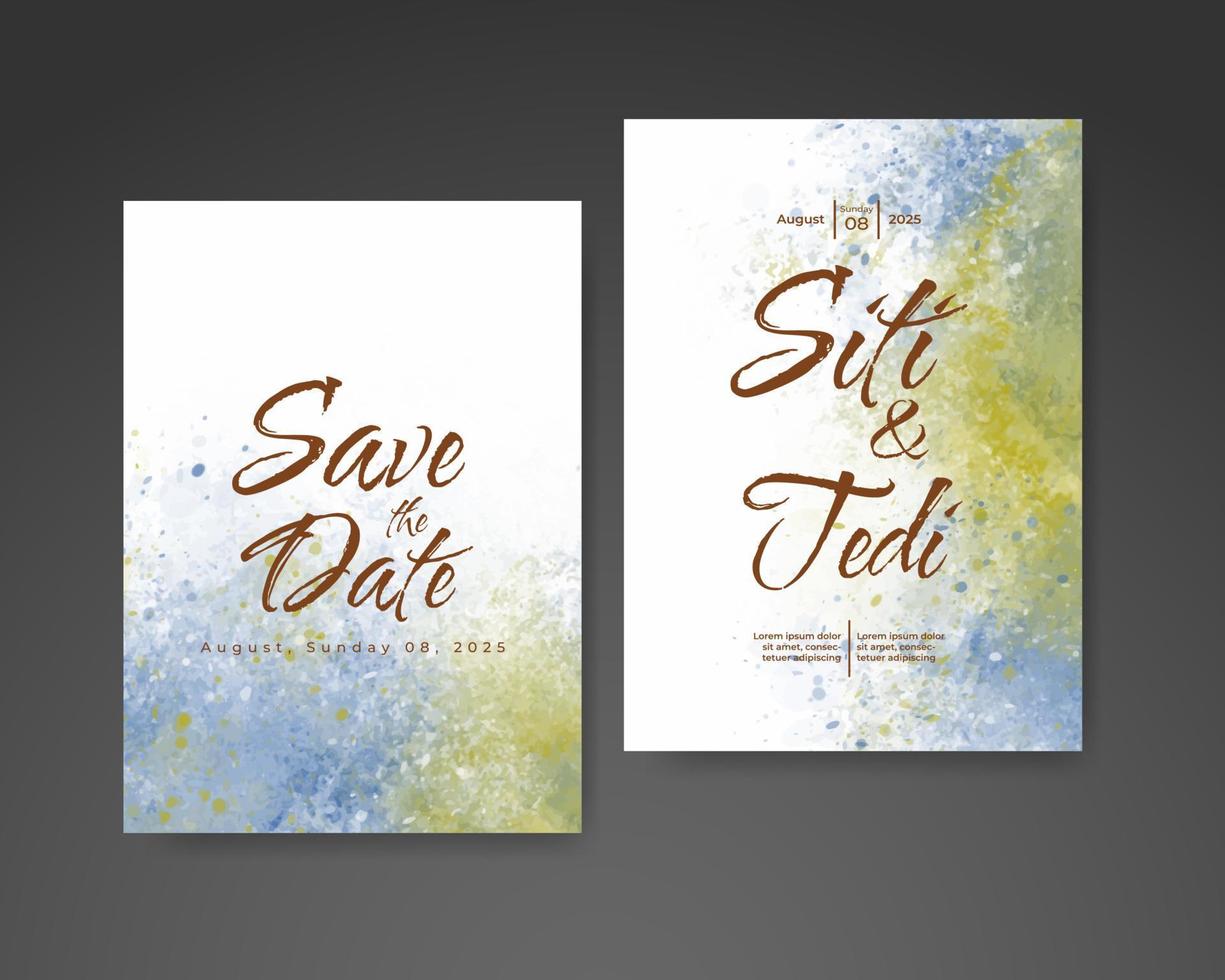 Wedding invitation with abstract watercolor background vector