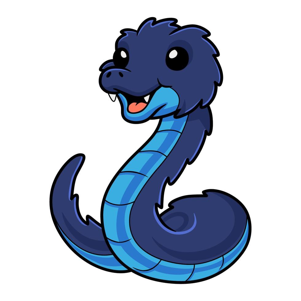 Cute blue spiny bush viper cartoon vector