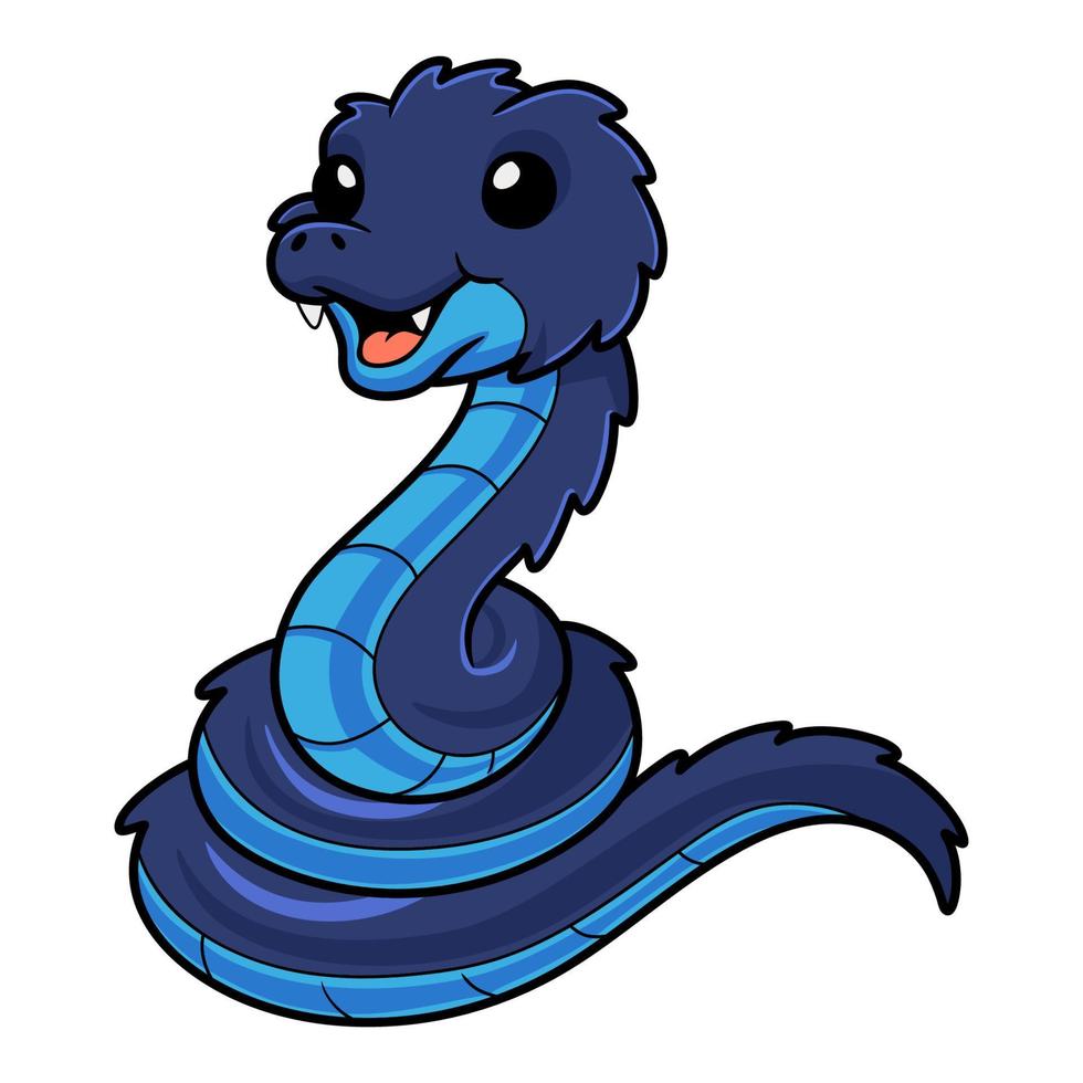 Cute blue spiny bush viper cartoon vector