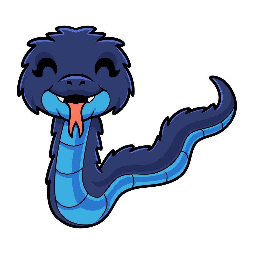 Cute blue spiny bush viper cartoon vector