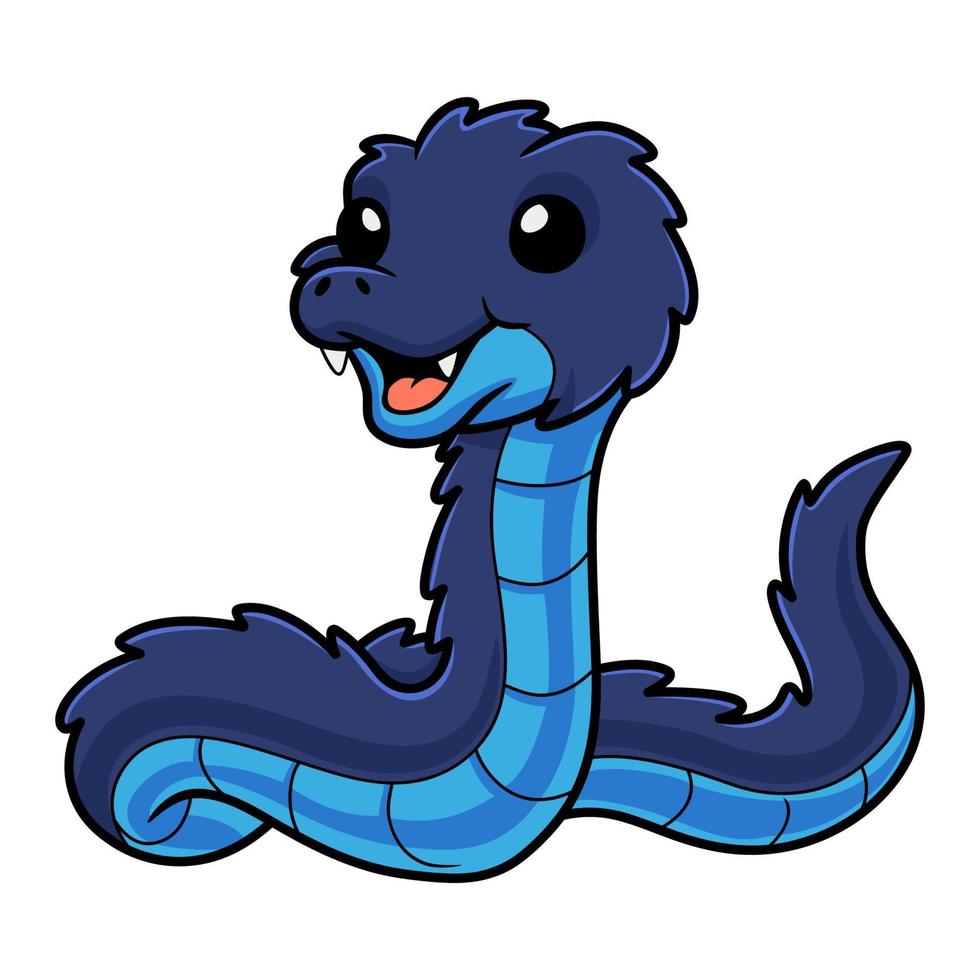 Cute blue spiny bush viper cartoon vector